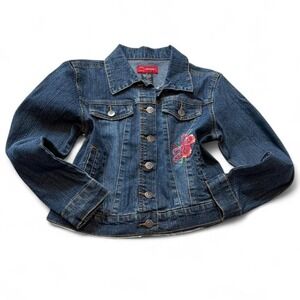 Vintage Cropped Butterfly Embroidered Rhinestone Denim Jacket